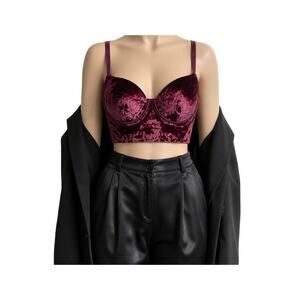 Victoria's Secret Very Sexy Velvet Balconette 36C Burgundy Maroon Dark Glam Y2K
